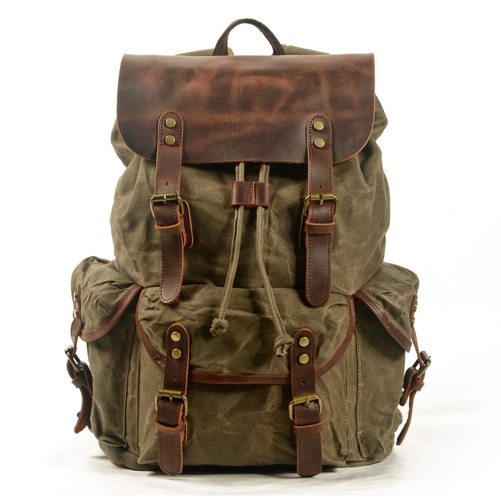 James - Retro Canvas and Leather Backpack