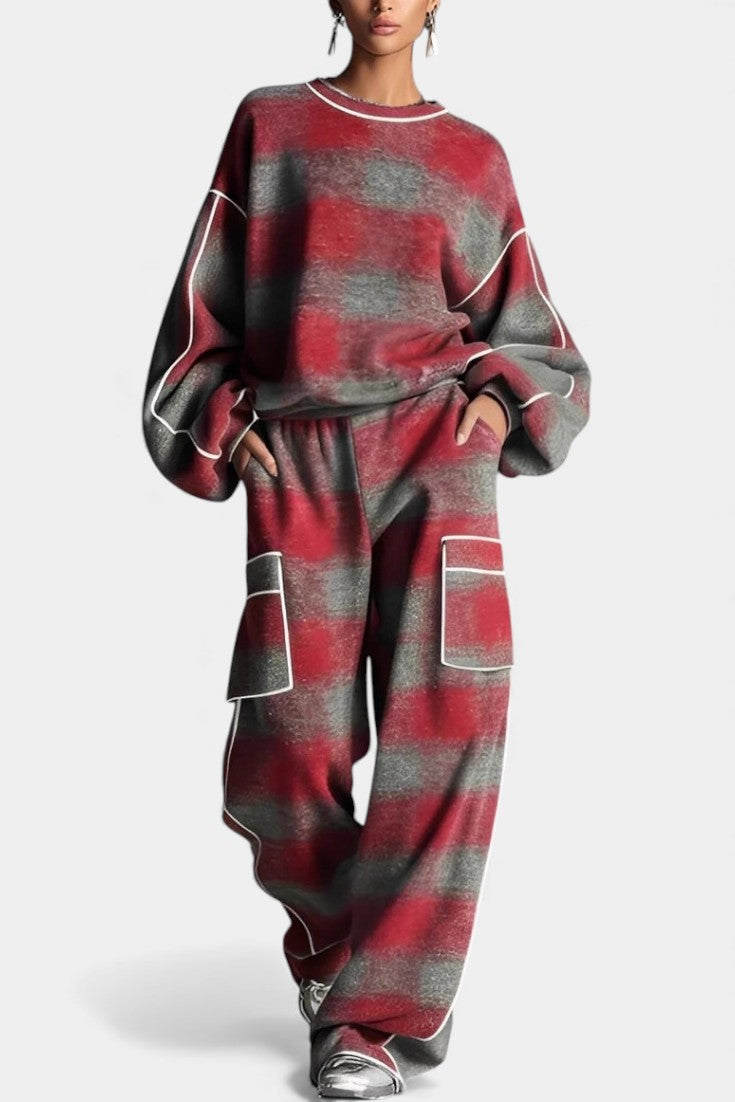 Oléna Urban Checkered Color-Block Ensemble