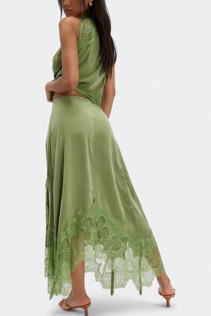 Coralena Midi Lace Skirt with Matching Top