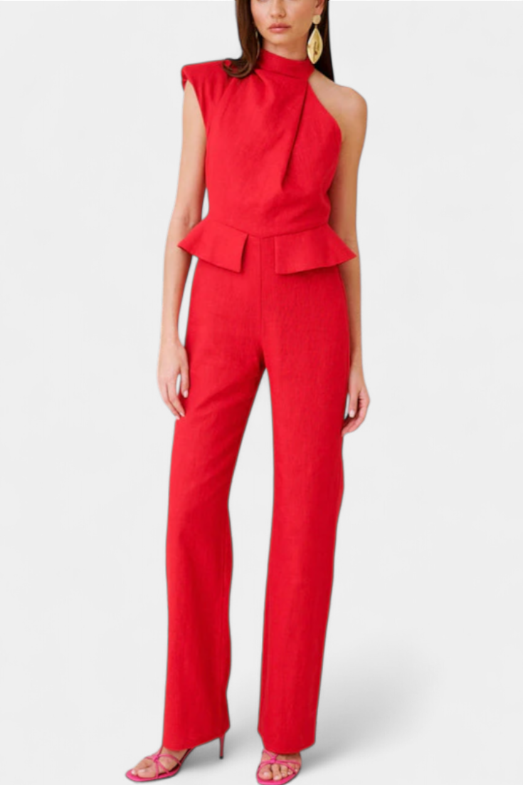 Asymmetrical Linen-Cotton Jumpsuit by Nerida