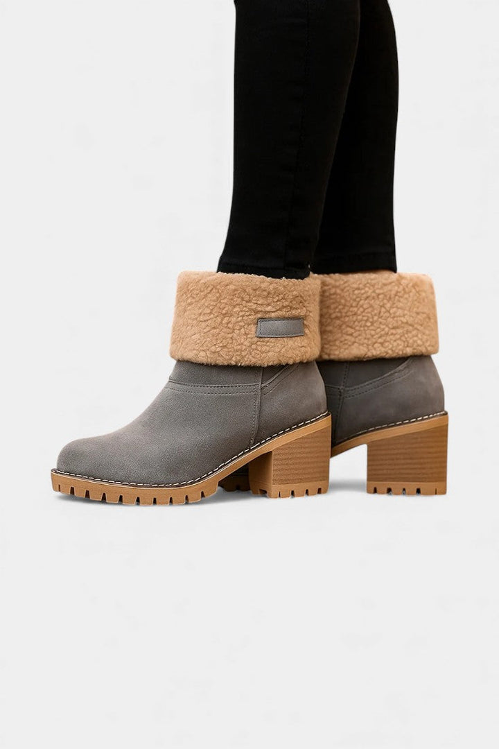 Luise Sienna Faux Fur Block Heel Ankle Boots