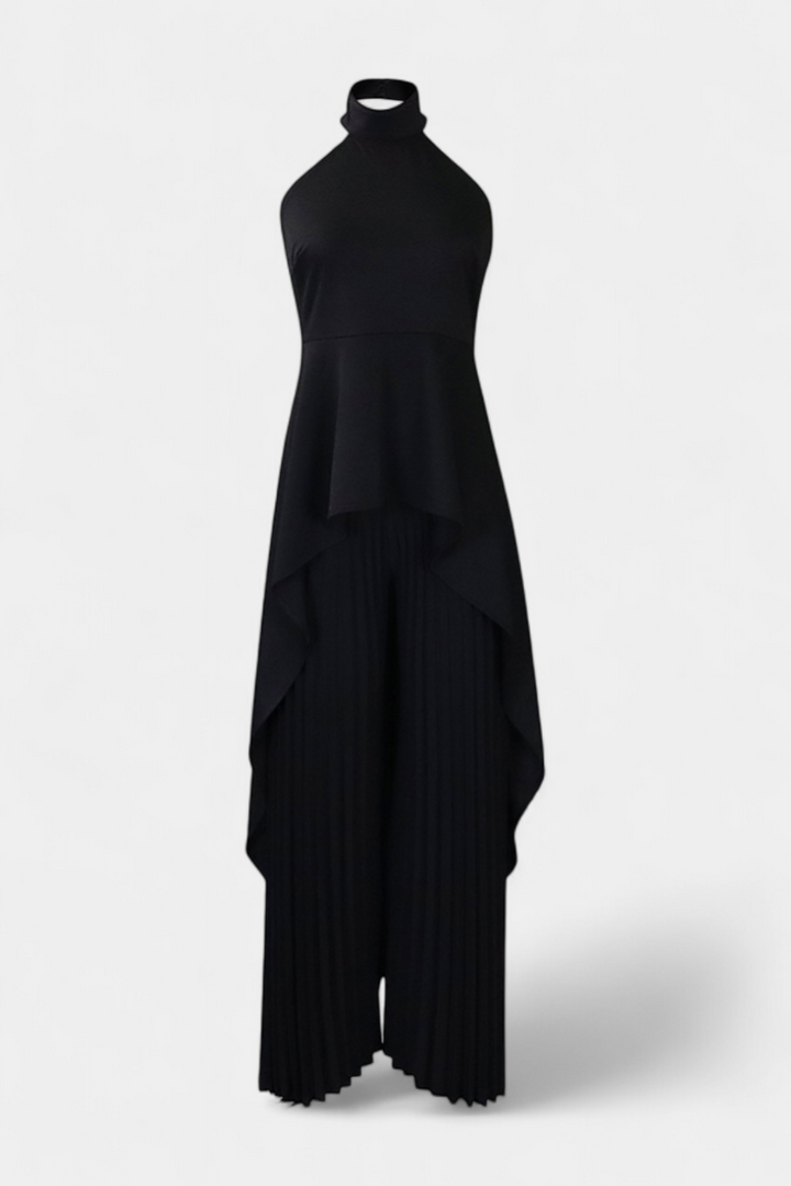 Chrysoula Asymmetrical Sleeveless Outfit with Pleated Trousers