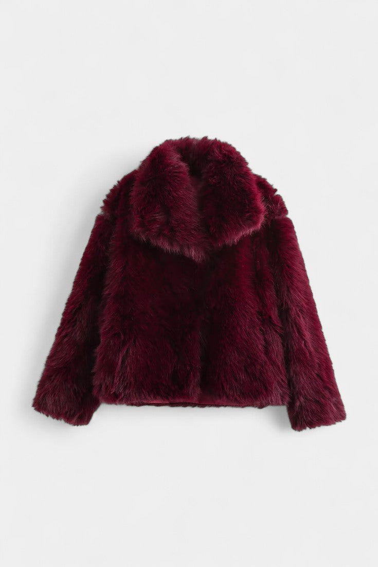 Positano Faux Leather Jacket Featuring an Oversized Faux Fur Collar
