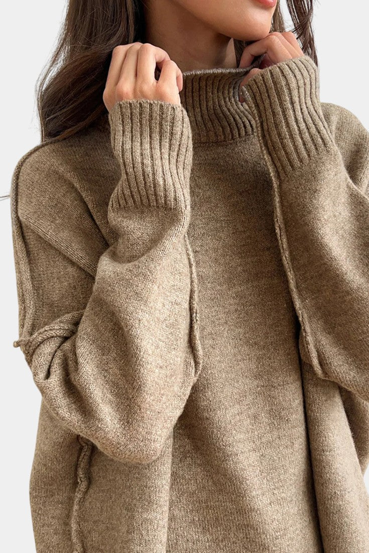 Xylia Turtleneck Knit Set with Wide-Leg Pants