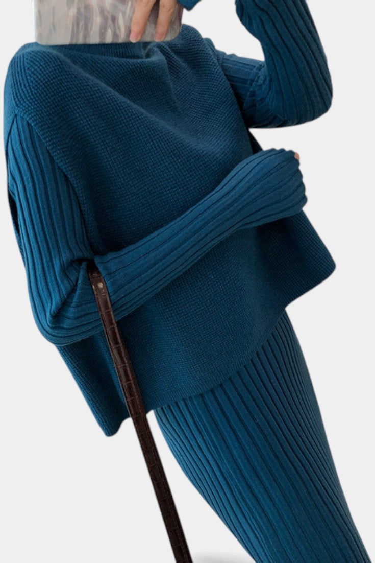 Alectra Modern Silhouette Two-Piece Knit Ensemble