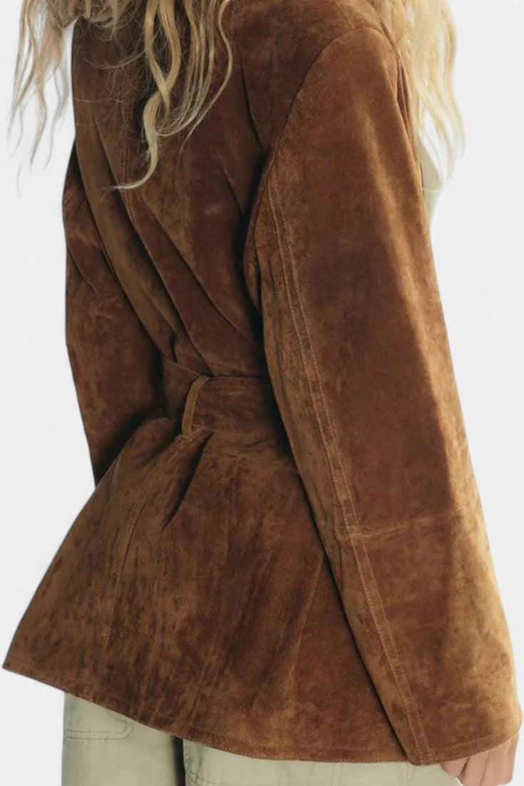 Kemina Classic Reversible Suede Leather Belt Jacket