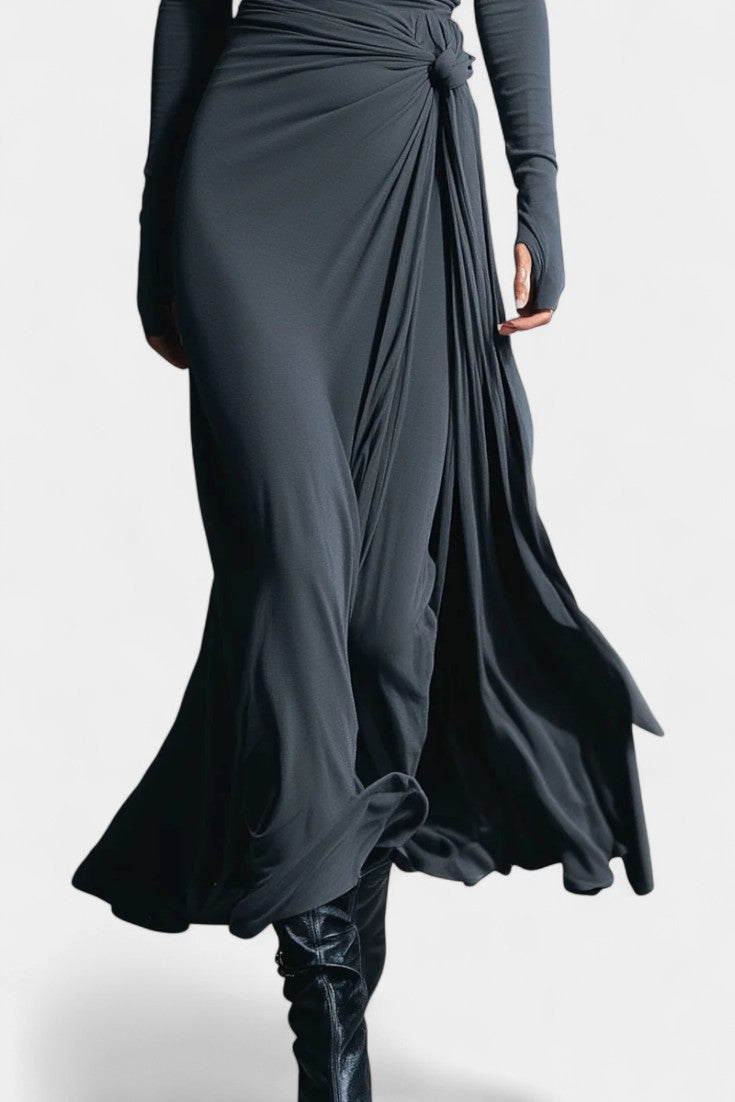 Gray Armelle Long Wrap Dress