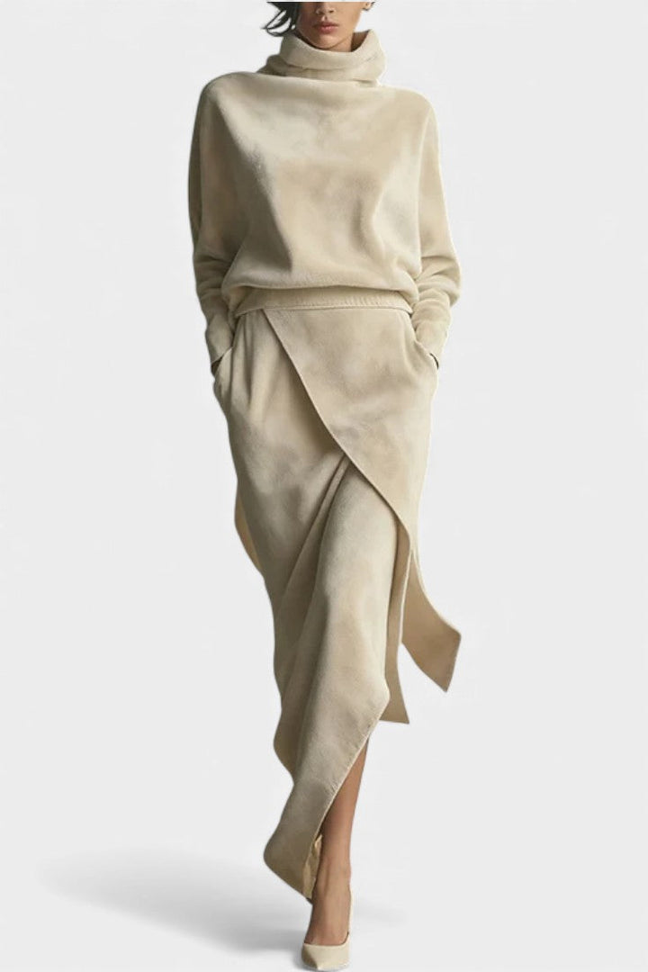 Énélya Asymmetrical Velvet Casual Ensemble