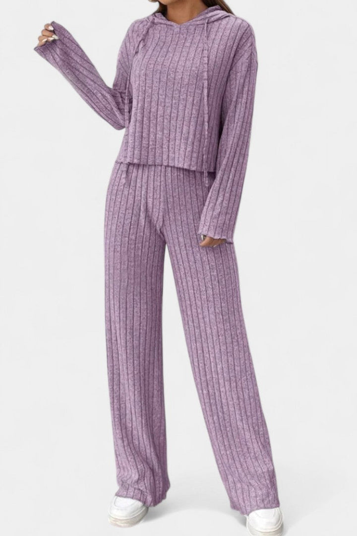Federica Striped Knit Hoodie and Long Pants Set
