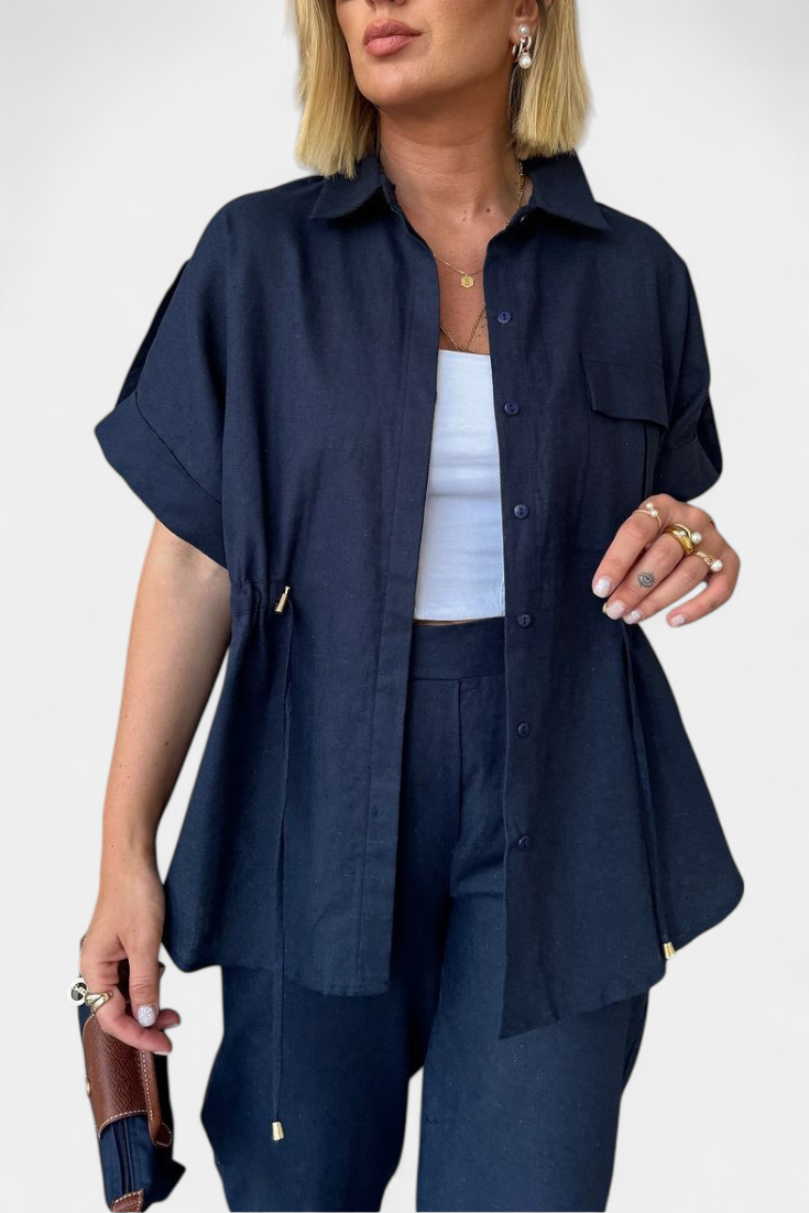 Lani Relaxed Fit Two-Piece Linen and Cotton Set