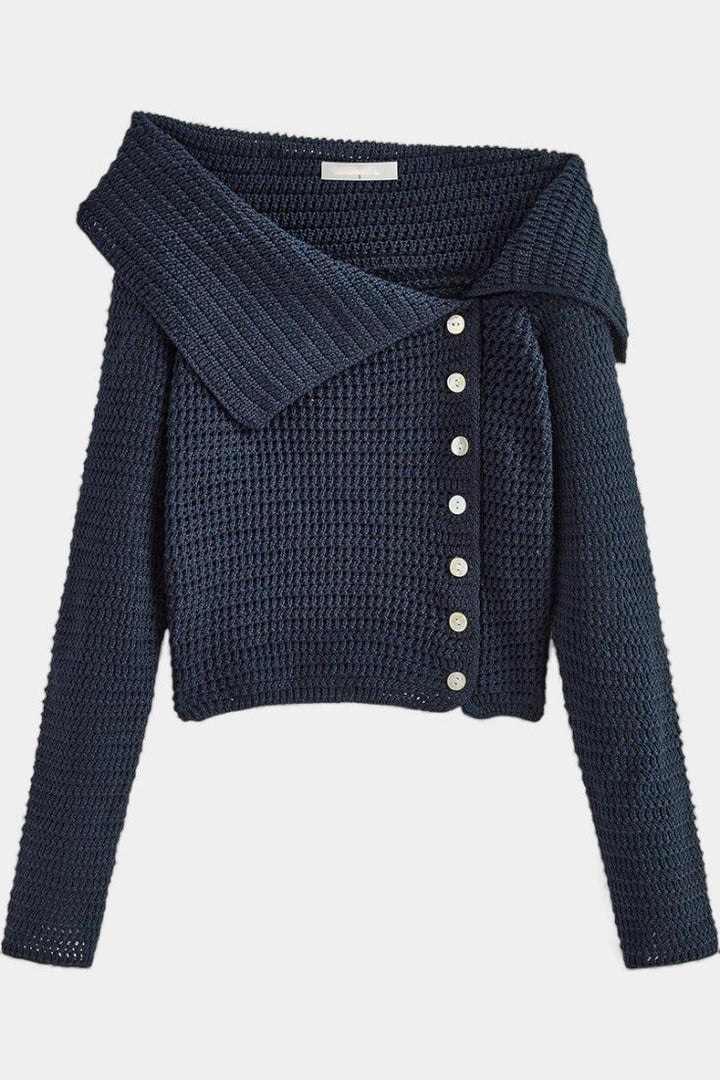 Manon Asymmetrical Knit Top Featuring Sculptural Accents