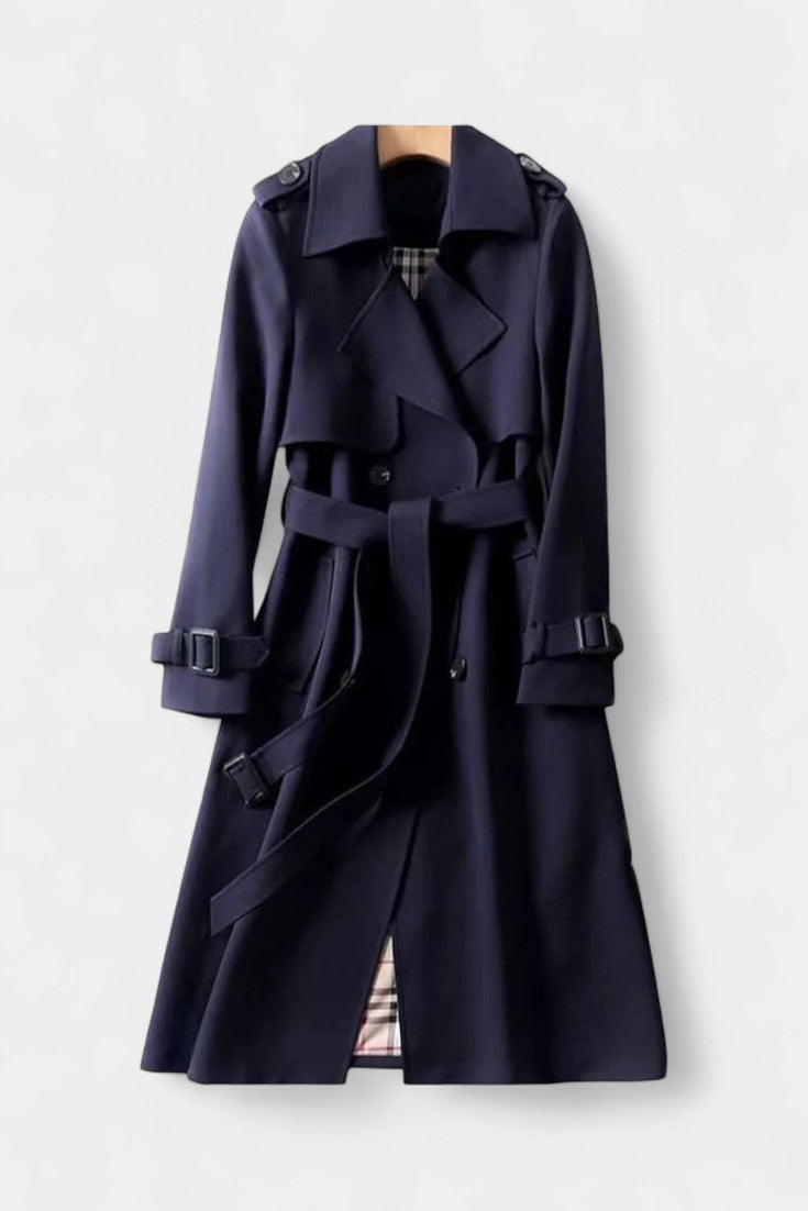 Double-Breasted Long Coat with Belt