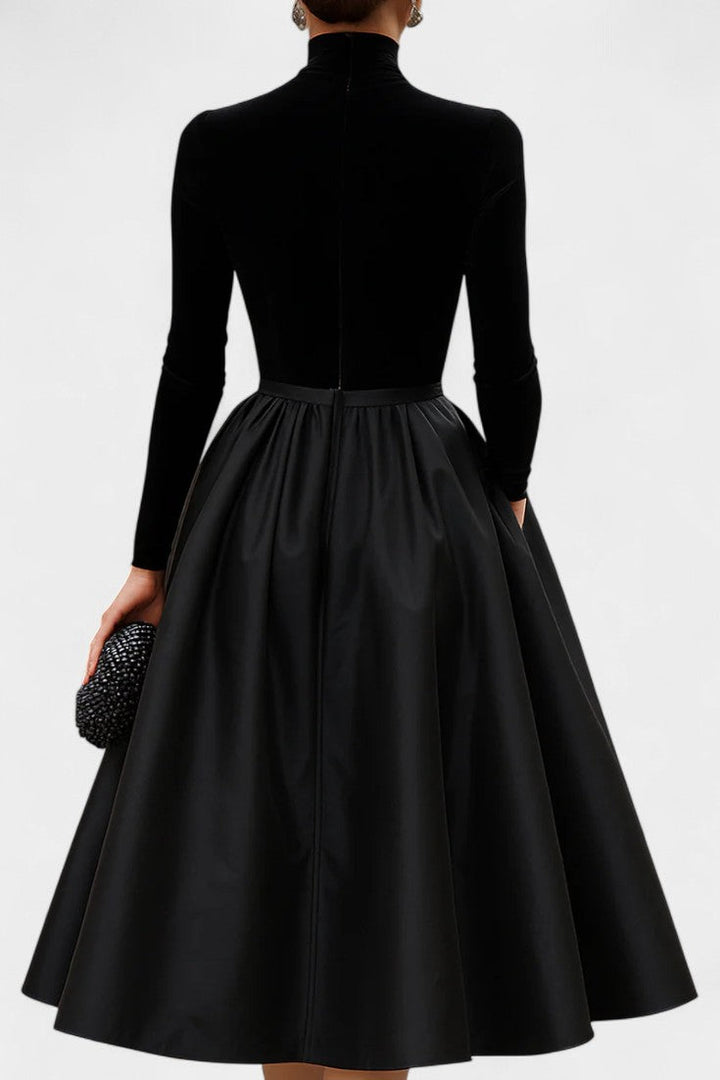 Two-Tone Velvet and Satin Mahaut Midi Dress