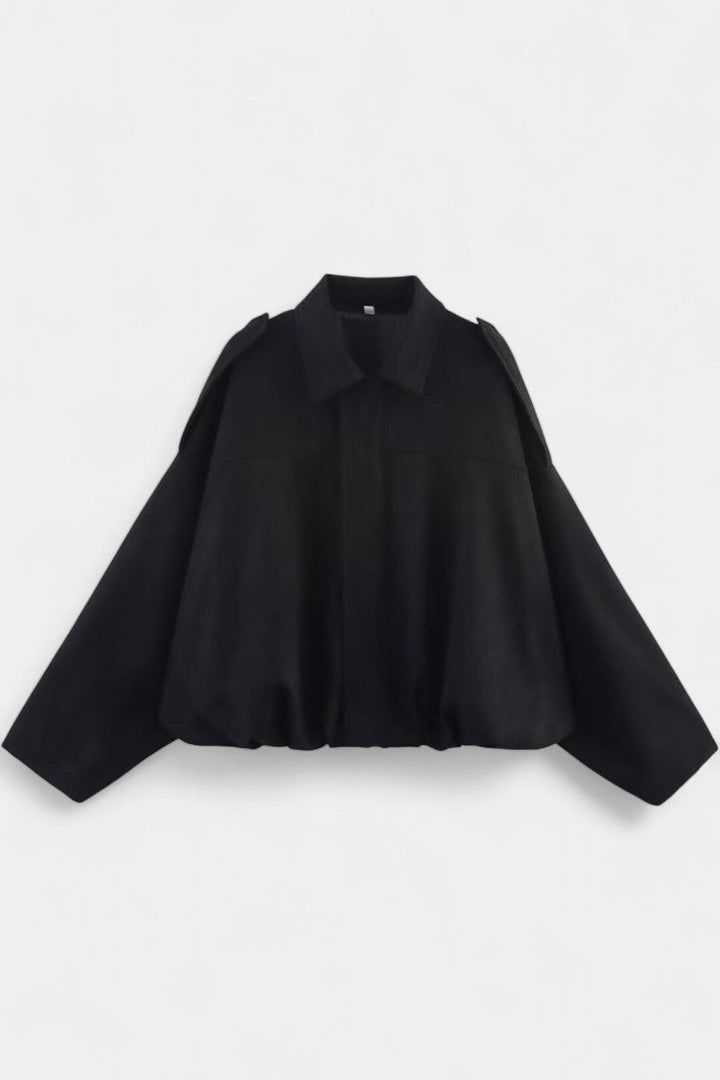 Monnie Oversized Suede Bomber Jacket with Tailored Shoulders