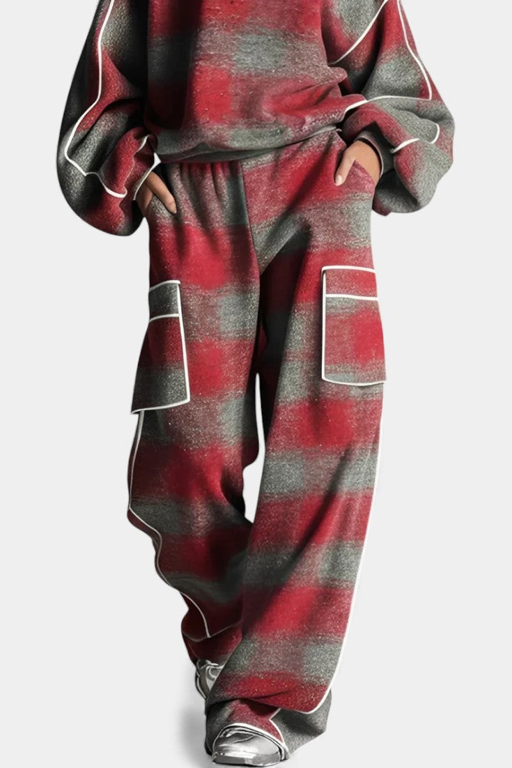 Oléna Urban Checkered Color-Block Ensemble