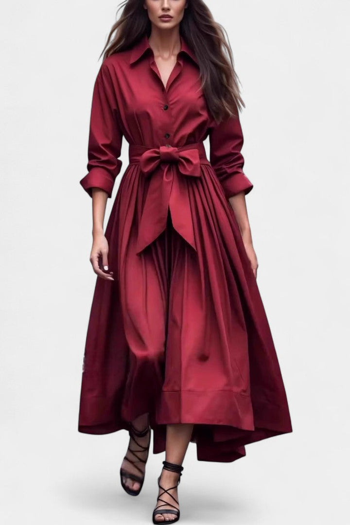 Lioren Twill Shirt Dress with Waist Tie