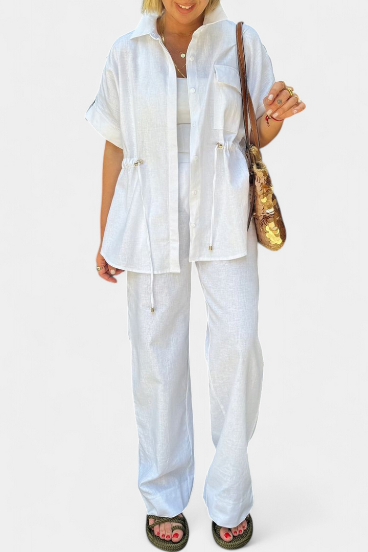 Lani Relaxed Fit Two-Piece Linen and Cotton Set
