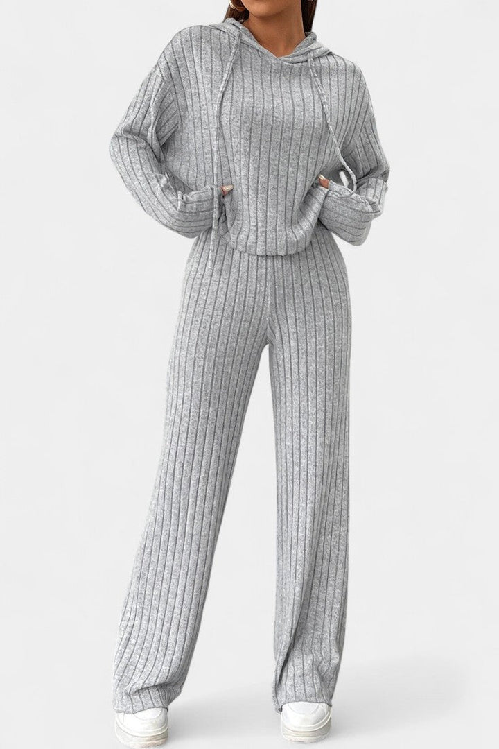 Federica Striped Knit Hoodie and Long Pants Set