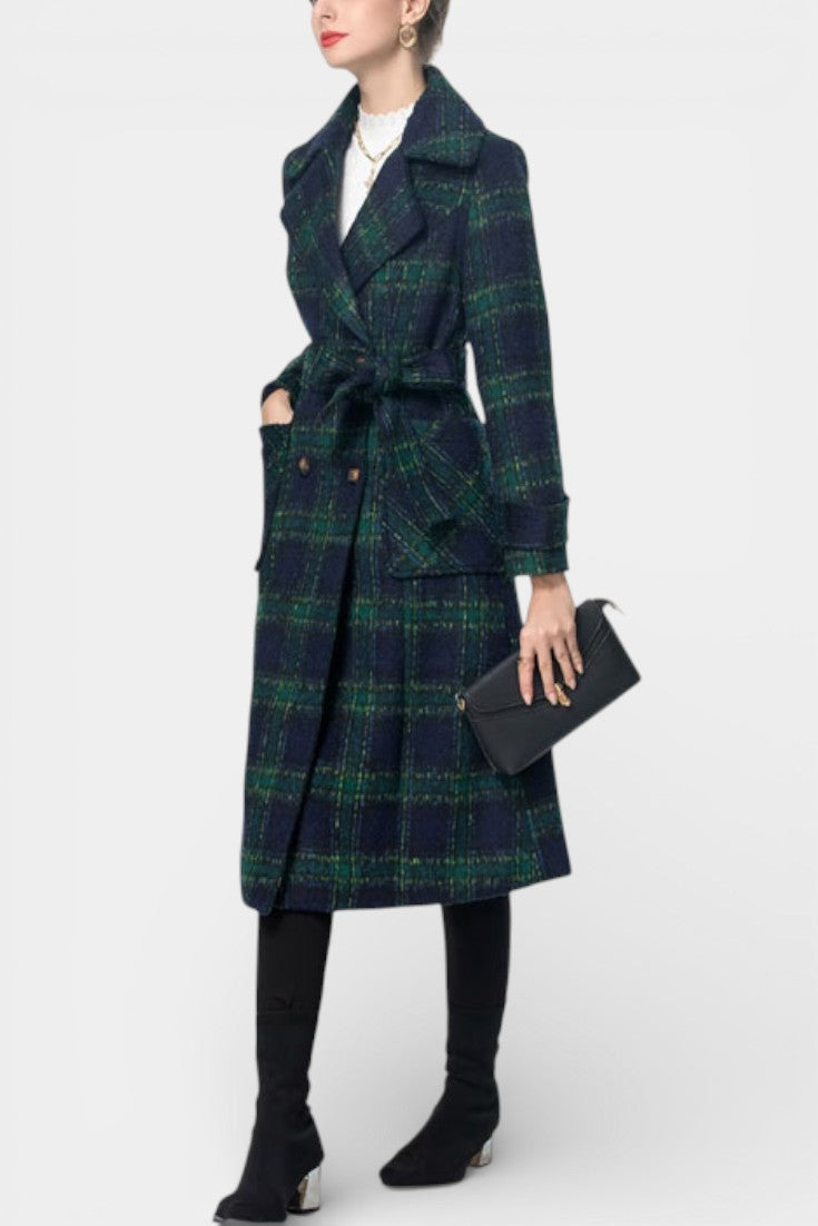 Blue-Green Lara Long Crossed Coat