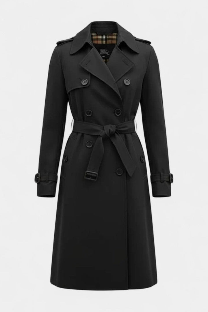 Double-Breasted Long Coat with Belt