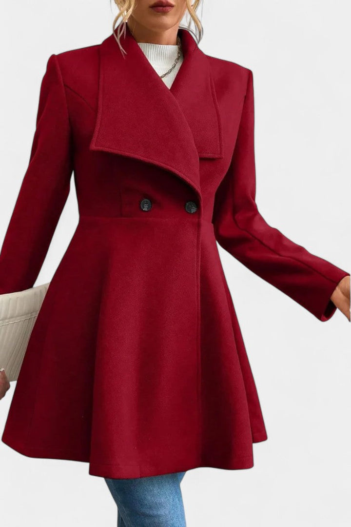 Floriane Double-Breasted Reversible Peplum Coat