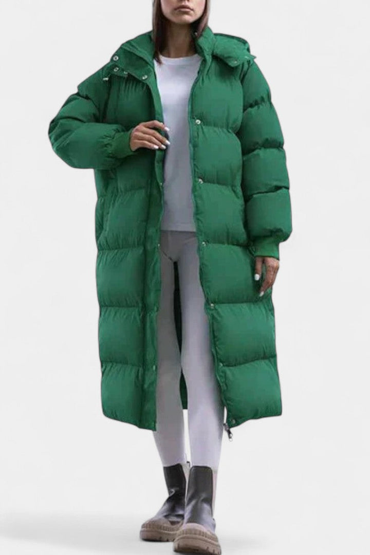 Razel Women's Adjustable Hooded Puffer Coat with Elegant Silhouette