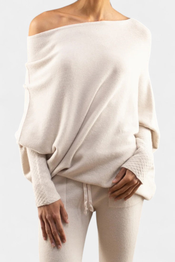 Soft Knit Off-Shoulder Casual Sweater by Anna