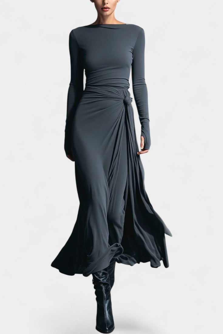 Gray Armelle Long Wrap Dress