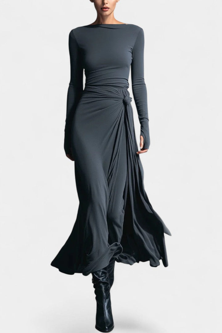 Gray Armelle Long Wrap Dress