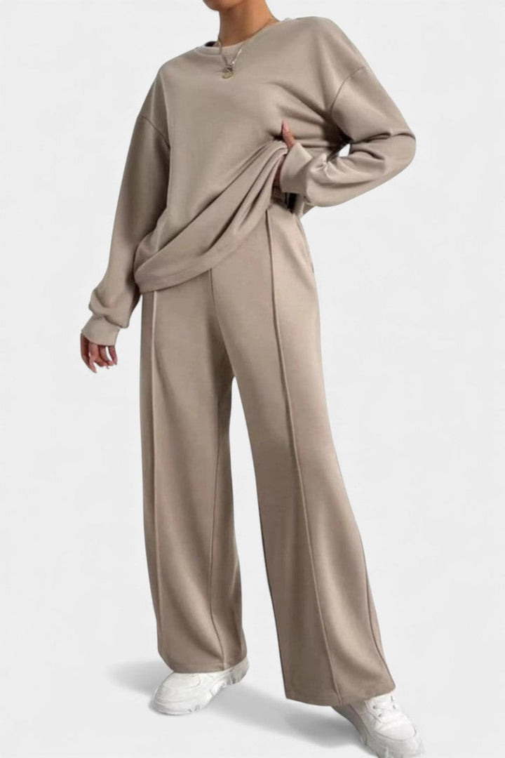 Tiara Relaxed Fit Sweatshirt & High-Waisted Trousers Set