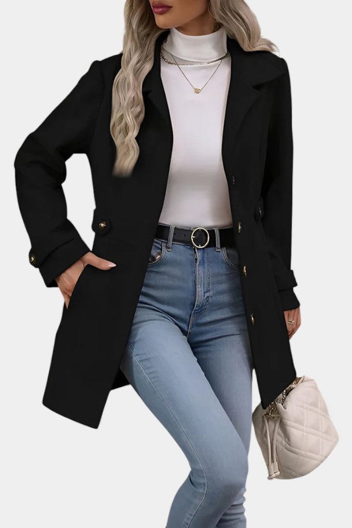 Maroussia Lapel Long Jacket with Button Closure