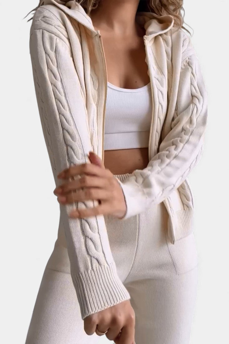 Perdita Cardigan & Twisted Jacquard Sweater Set - Casual Style