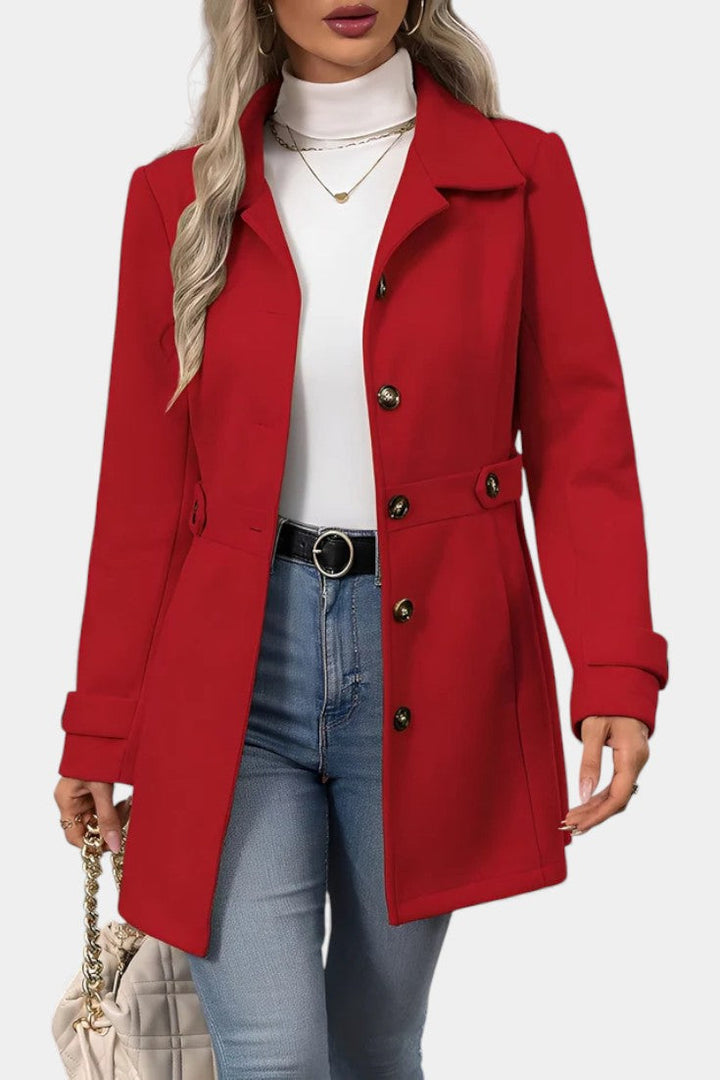 Maroussia Lapel Long Jacket with Button Closure