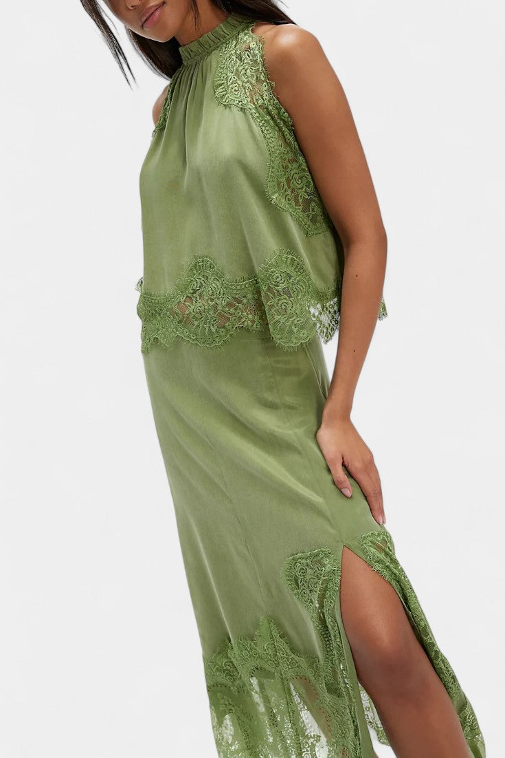 Coralena Midi Lace Skirt with Matching Top