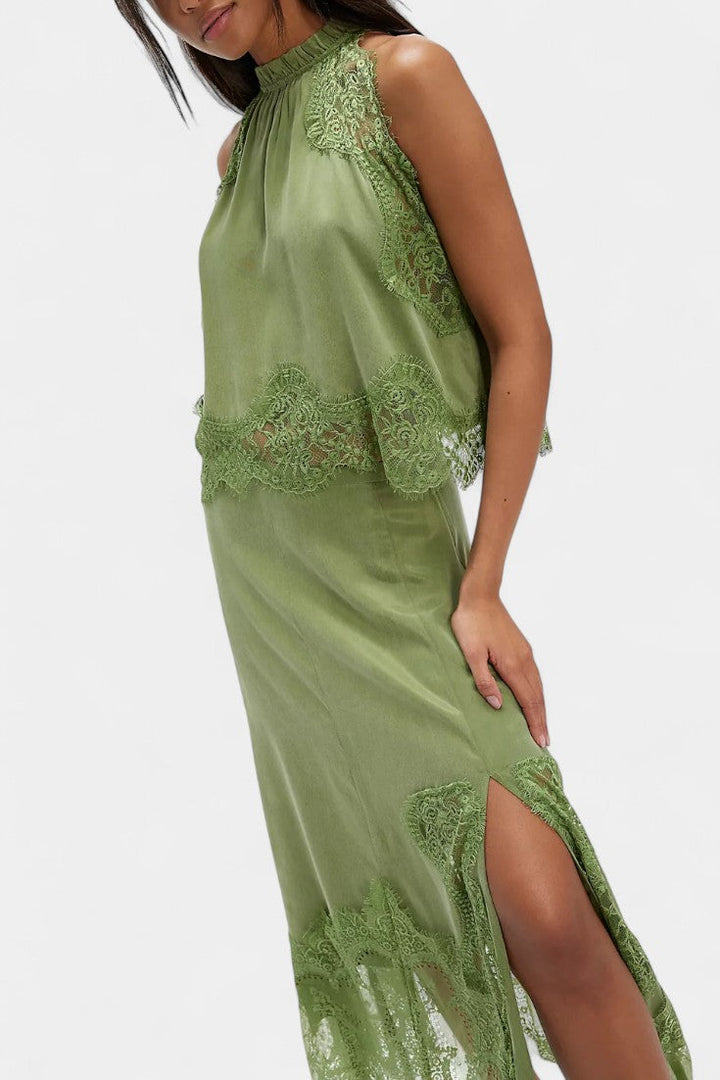 Coralena Midi Lace Skirt with Matching Top