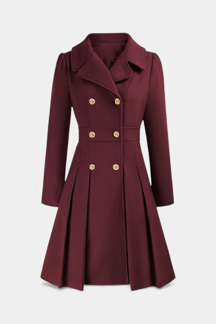 Philia Double-Breasted Flared Pea Coat