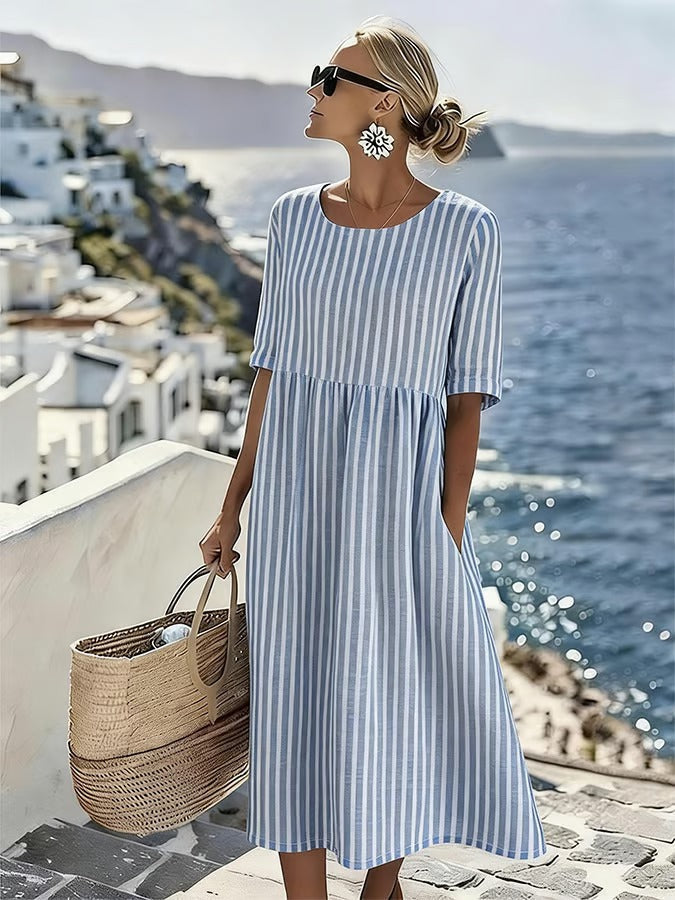 Maribel™ | Relaxed Striped Summer Midi Dress