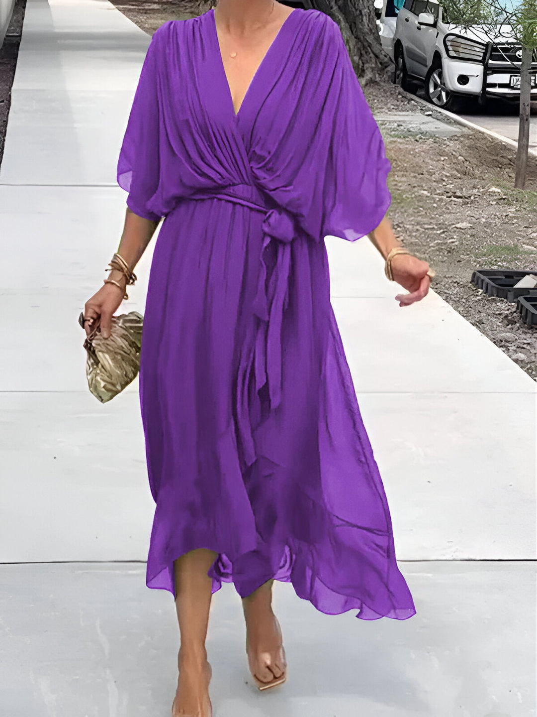 Danella™ | Flowing Dress with V-Neck