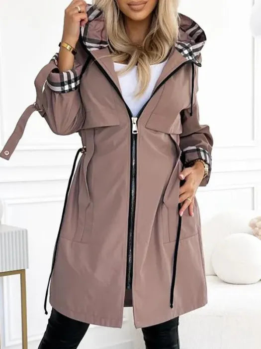 Liaa - Windproof and Waterproof Hooded Trench Coat
