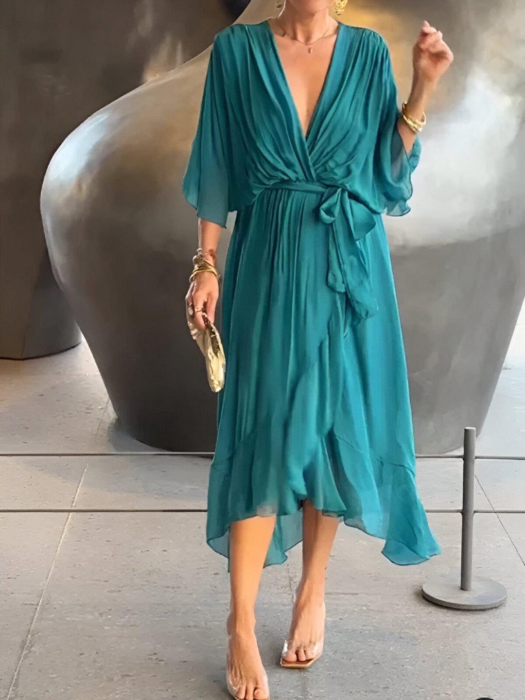 Danella™ | Flowing Dress with V-Neck