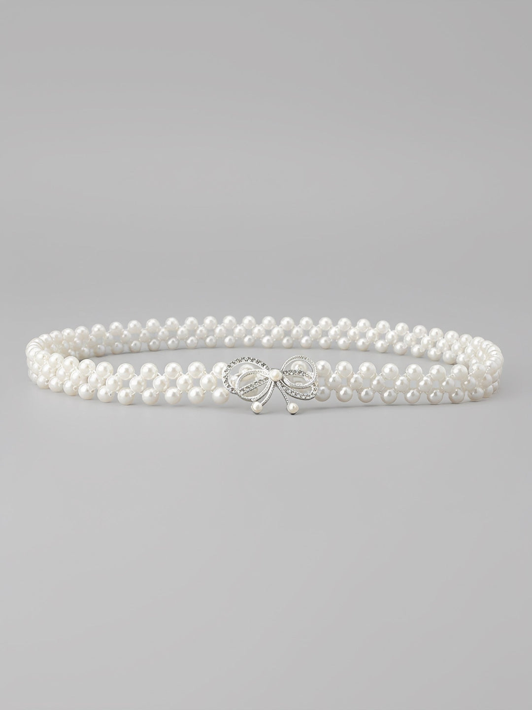 Set of 2 Women's Imitation Pearl and Rhinestone Chain Belts