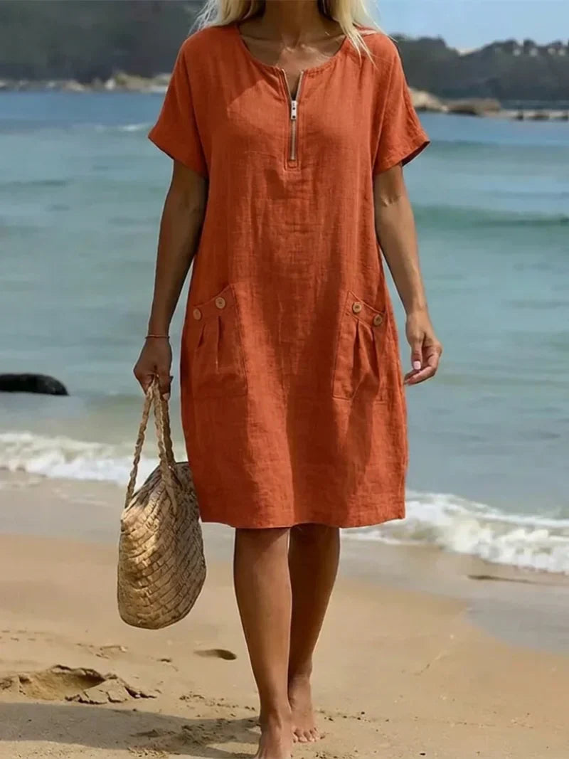 orange zip front dress Tommie Zip-Front Midi Dress